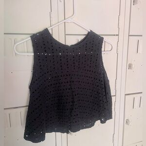 Black cropped eyelet urban outfitters top